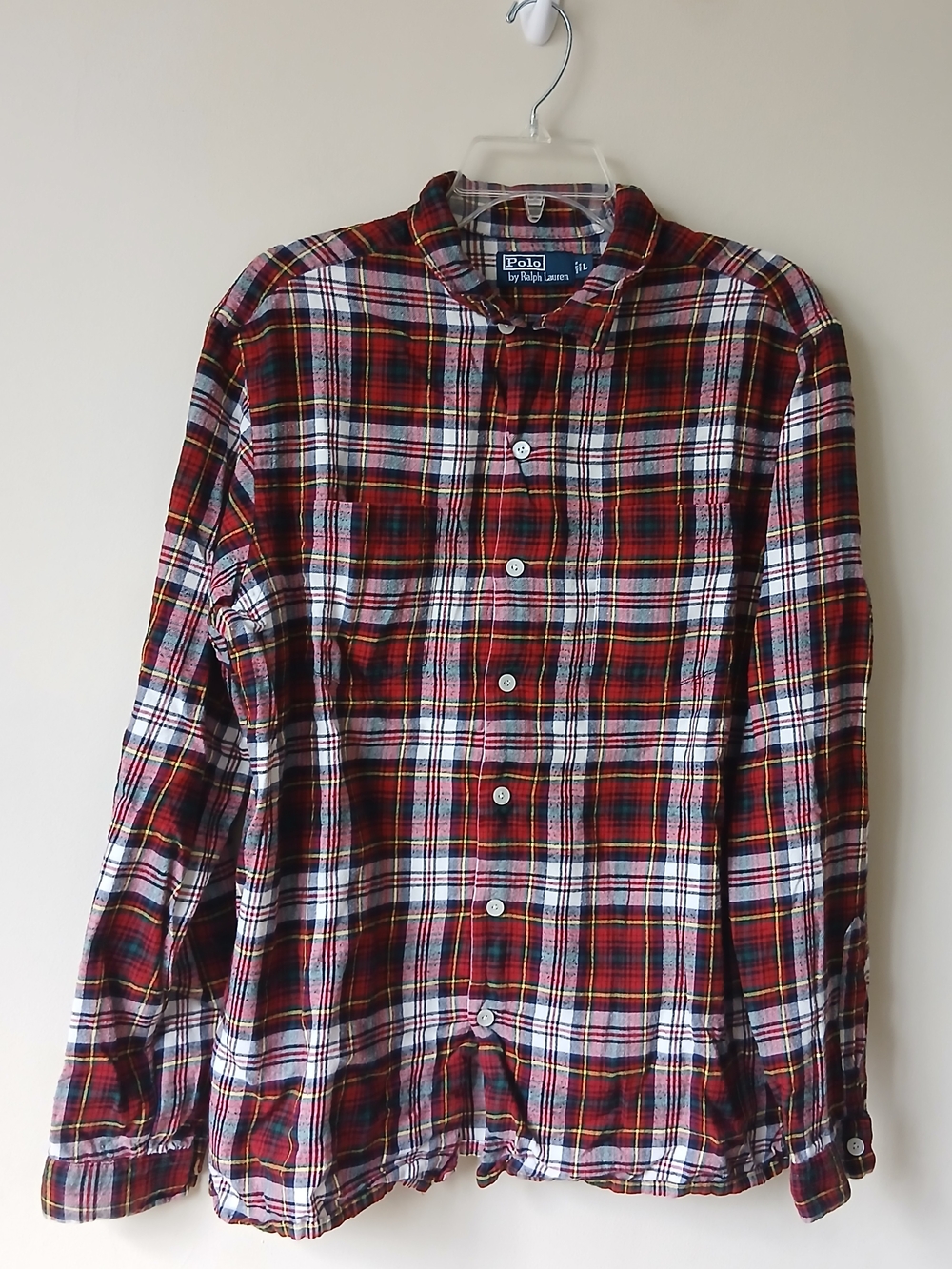 Polo Ralph Lauren Royal Stewart Plaid Button-Down Shirt Double Breasted Pocket